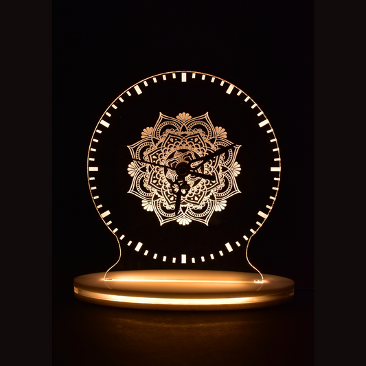 Stylish Mandala Art Clock 3D Acrylic Lamp
