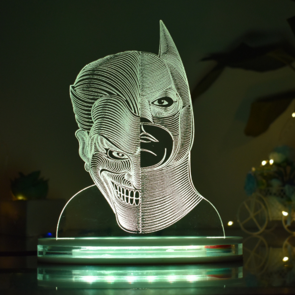 Joker & Batman Multicolor Acrylic 3D Illusion Lamp with Remote