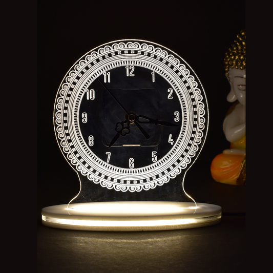 Prosperous Border Design Clock 3D Acrylic Lamp