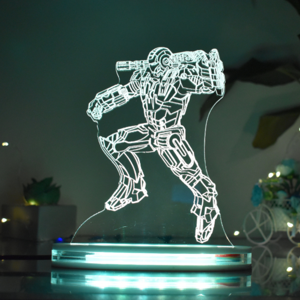Iron Man Multicolor Acrylic 3D Illusion Lamp with Remote Joybox