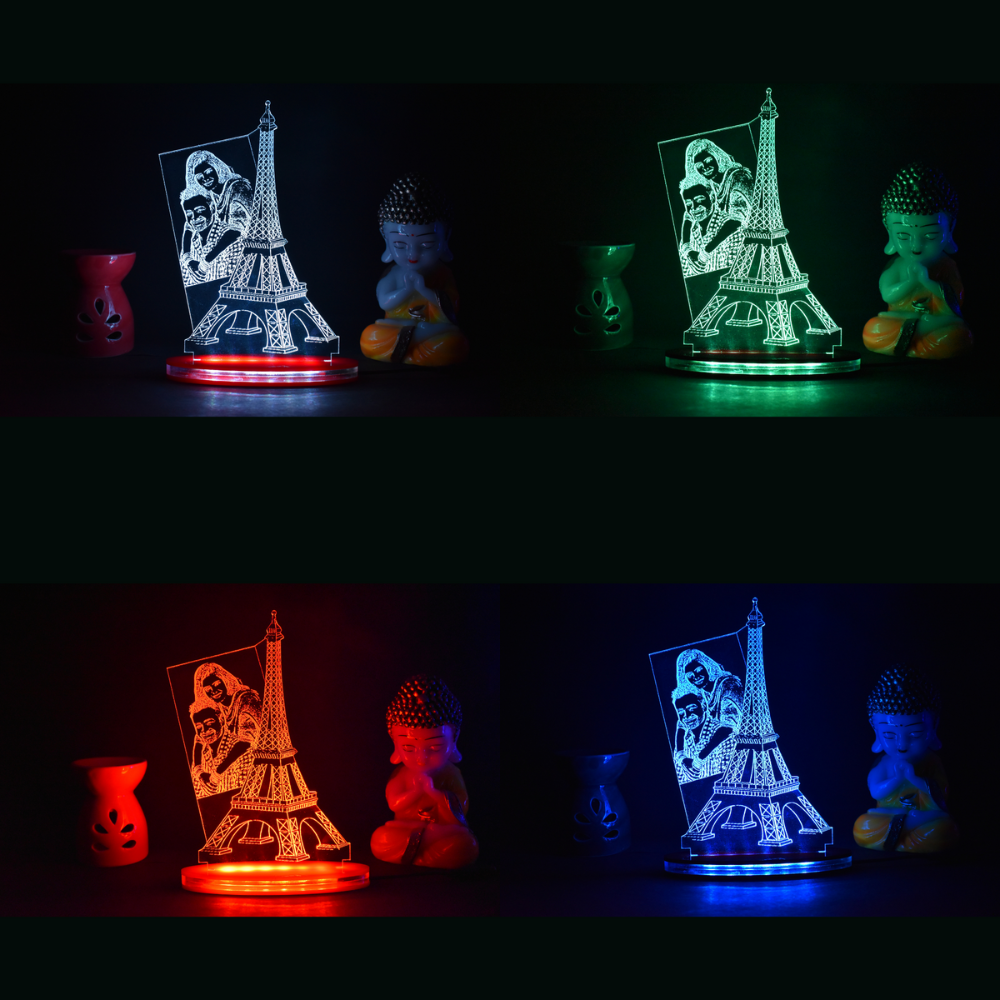 Personalized LED Illusion Eiffel Tower Lamp With Custom Photo (16 Color Changing led With Remote)
