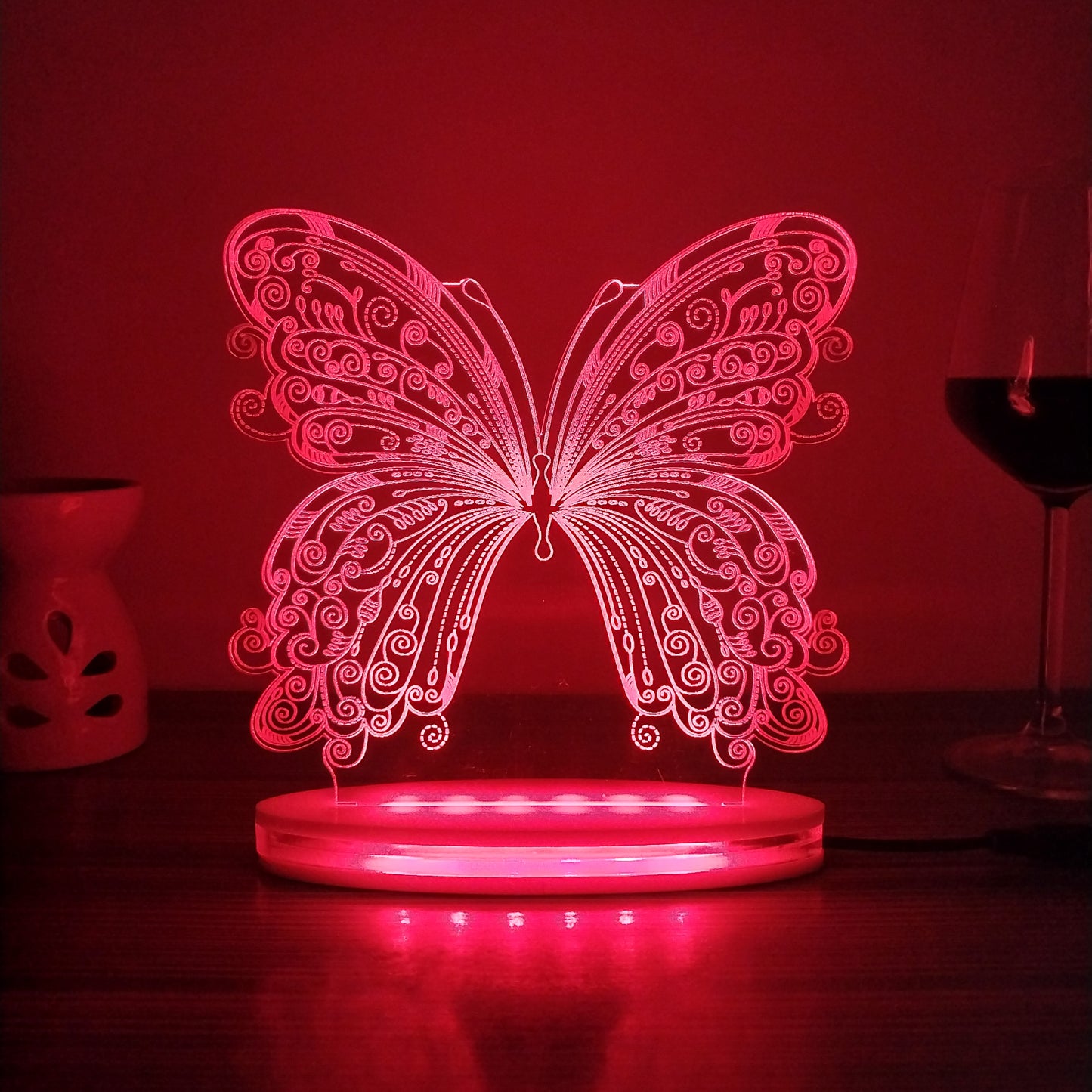 Butterfly Multicolor Acrylic 3D Illusion Lamp with Remote
