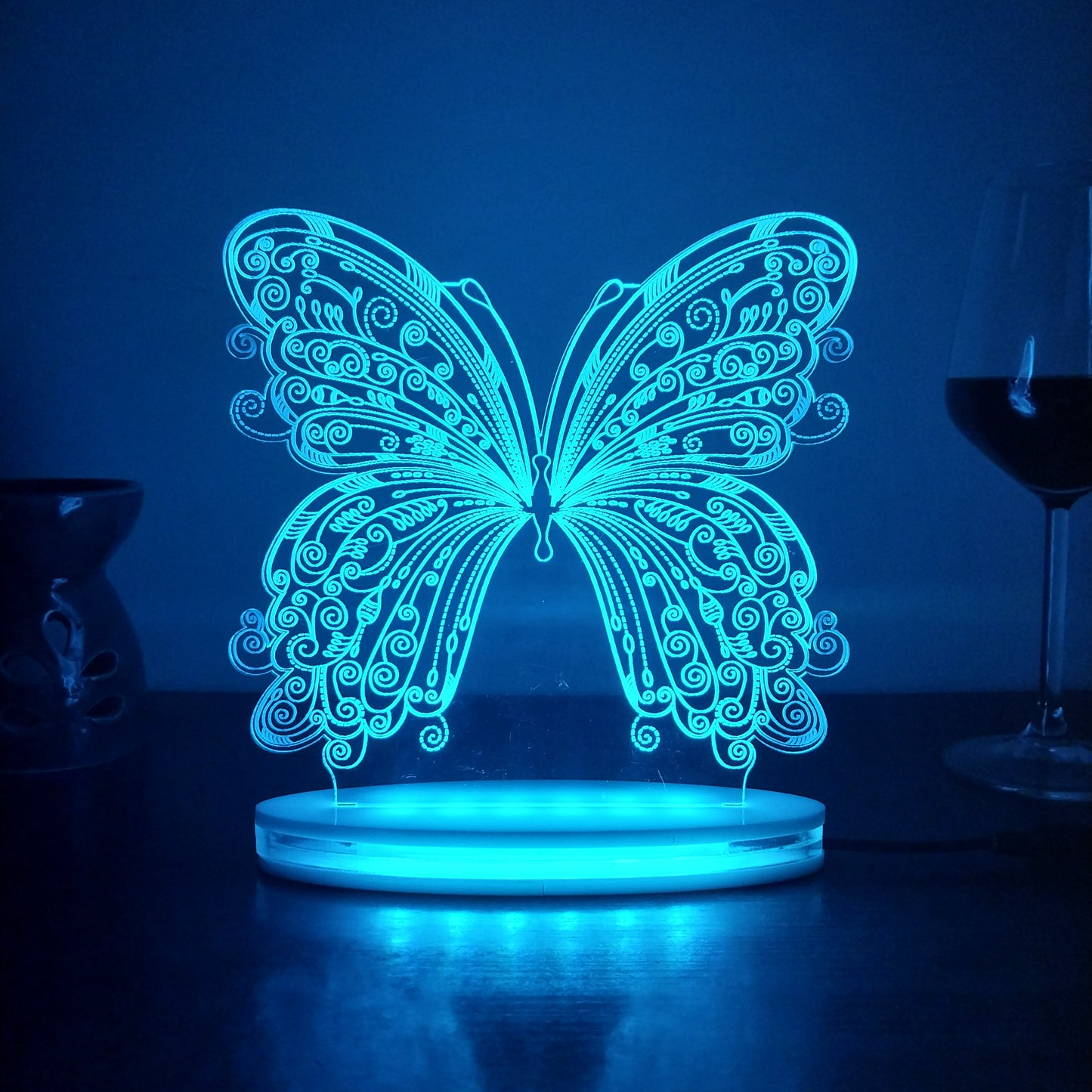 Butterfly Multicolor Acrylic 3D Illusion Lamp with Remote
