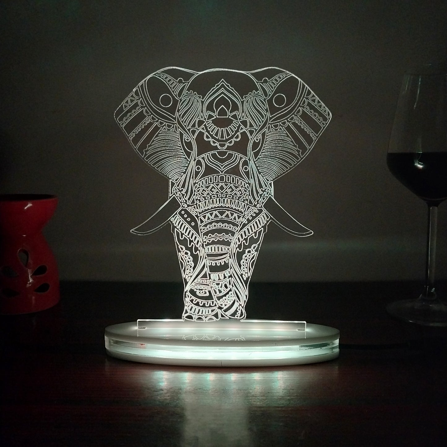 Elephant Multicolor Acrylic 3D Illusion Lamp with Remote