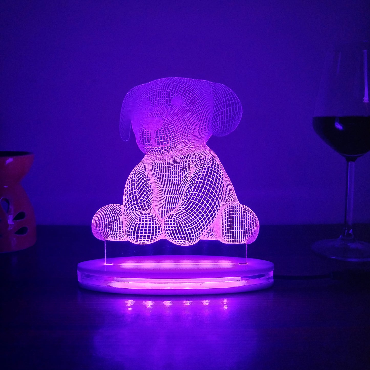 Teddy Multicolor Acrylic 3D Illusion Lamp with Remote