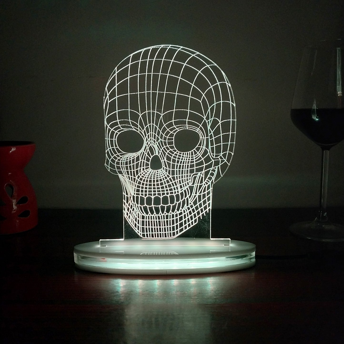 Skull Multicolor Acrylic 3D Illusion Lamp with Remote