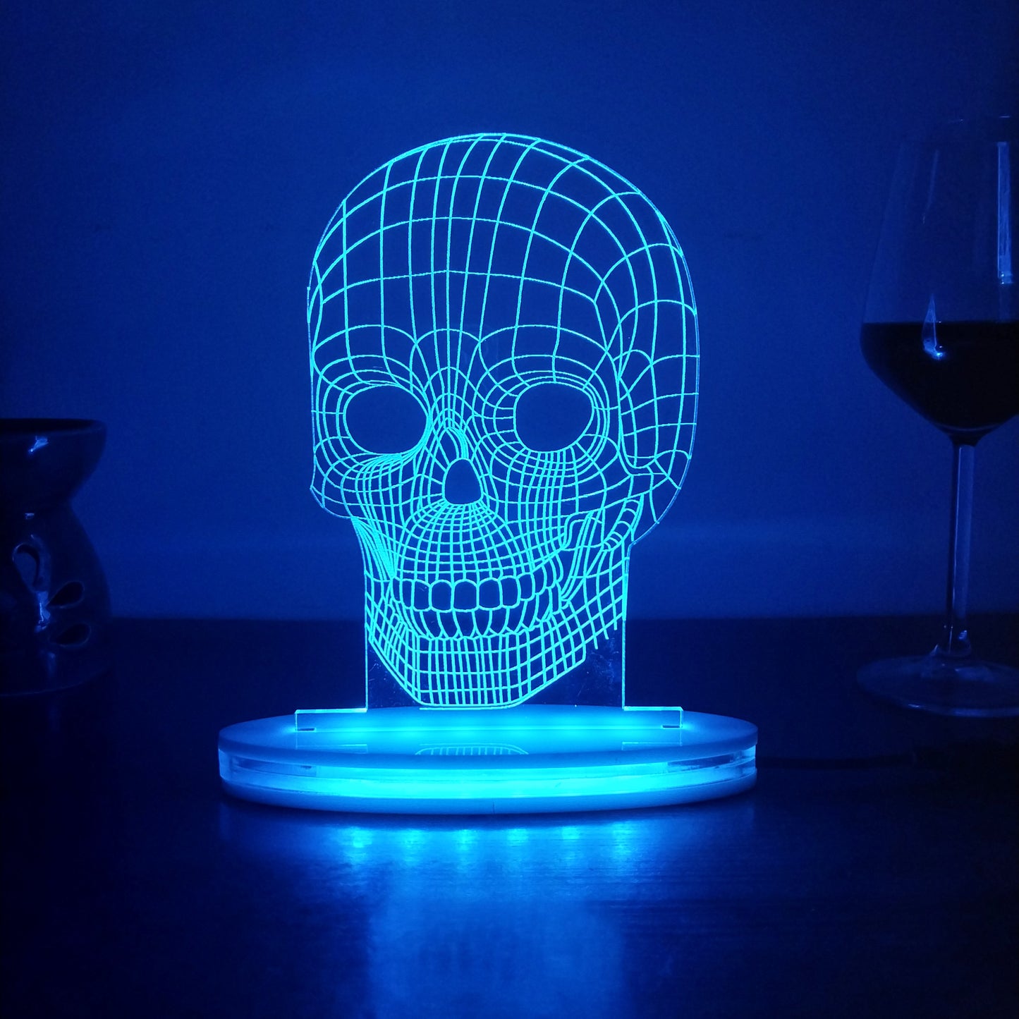 Skull Multicolor Acrylic 3D Illusion Lamp with Remote