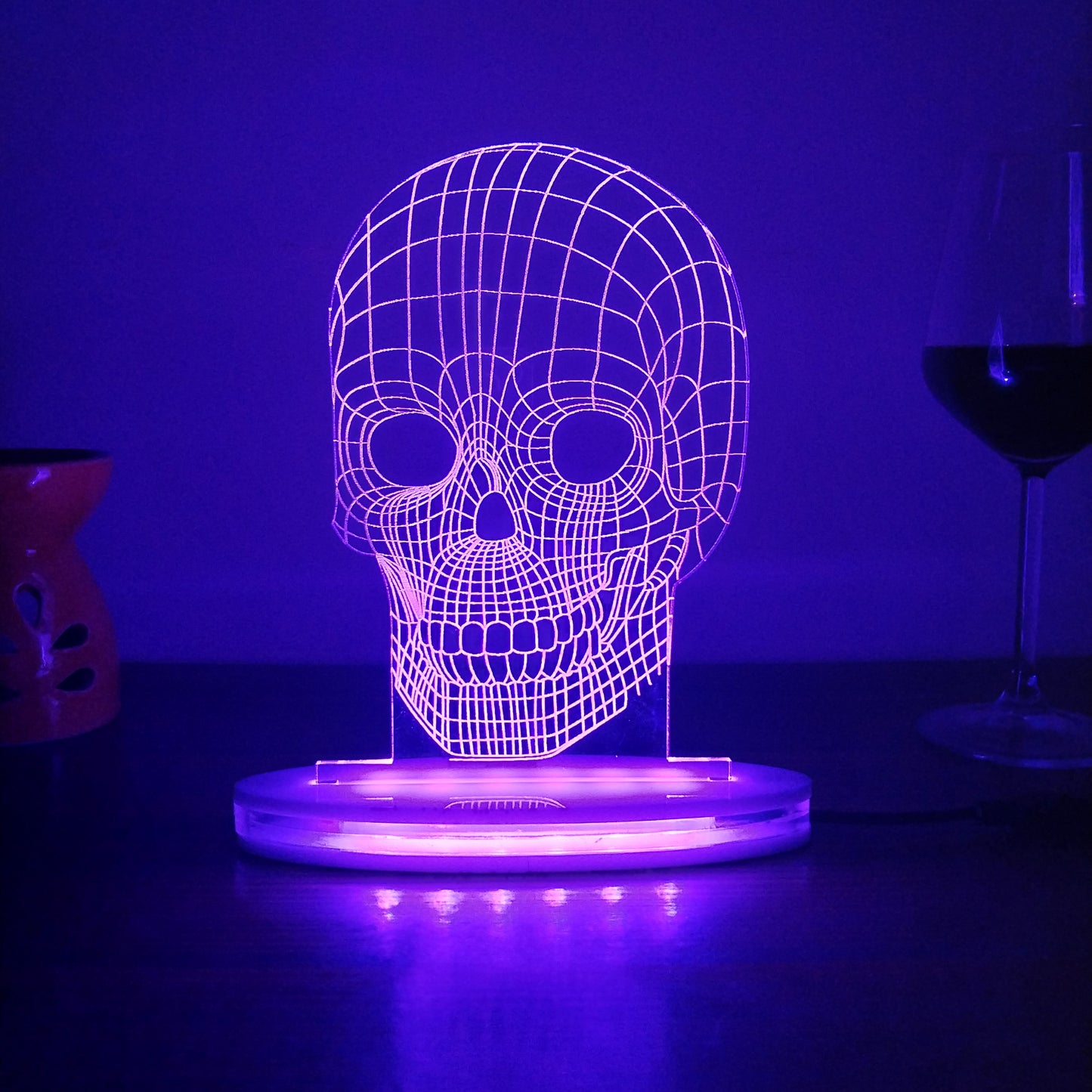 Skull Multicolor Acrylic 3D Illusion Lamp with Remote