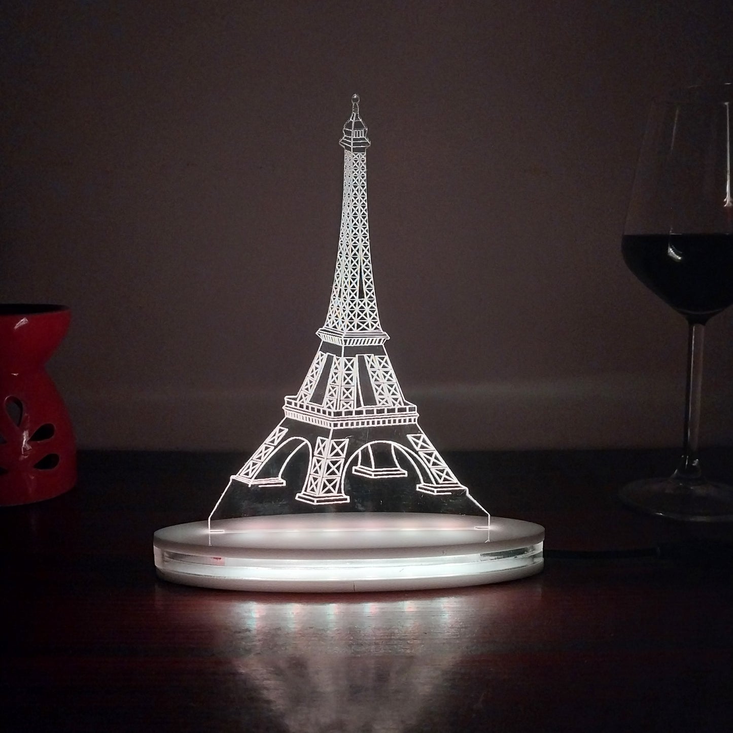 Eiffel Tower Multicolor Acrylic 3D Illusion Lamp with Remote