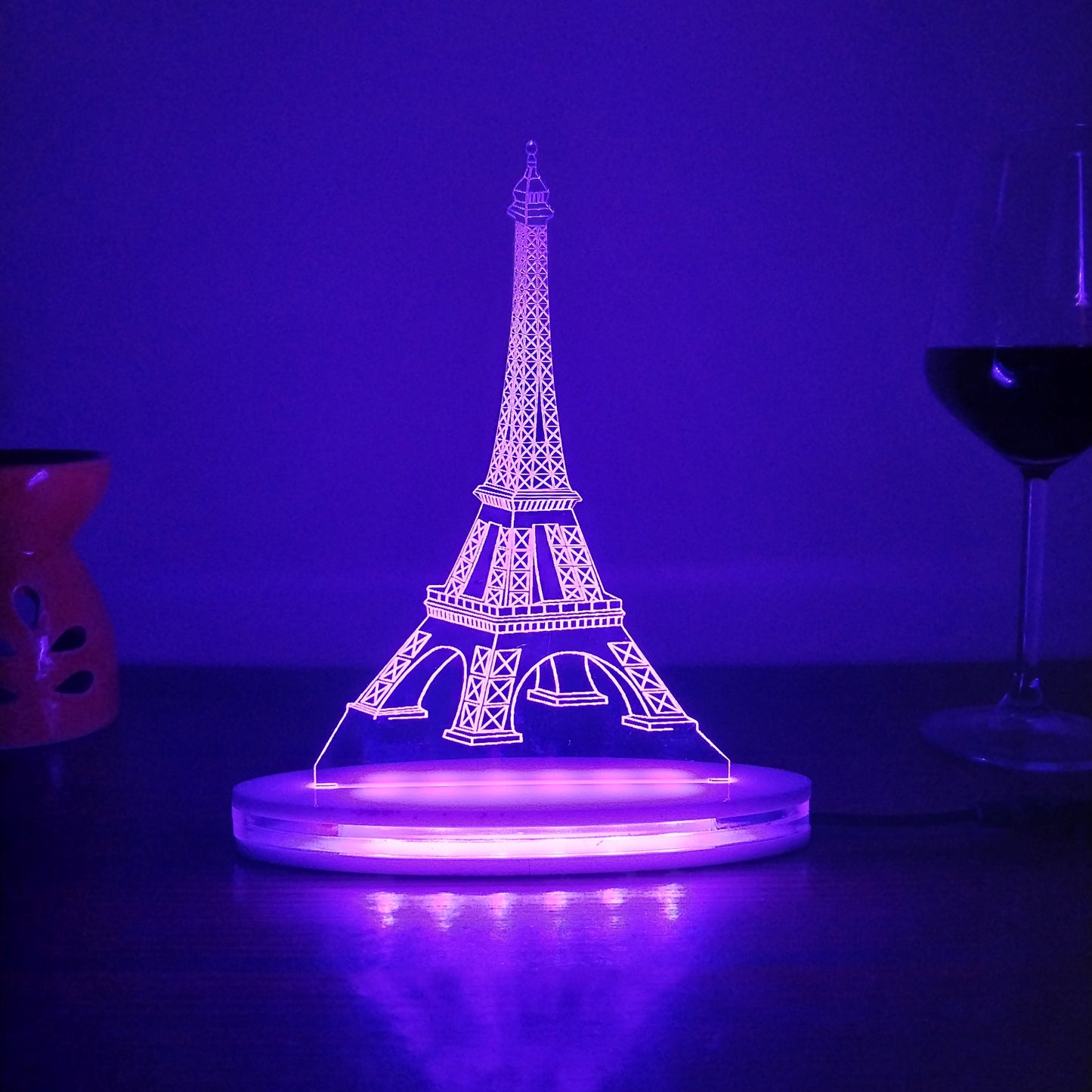 Eiffel Tower Multicolor Acrylic 3D Illusion Lamp with Remote