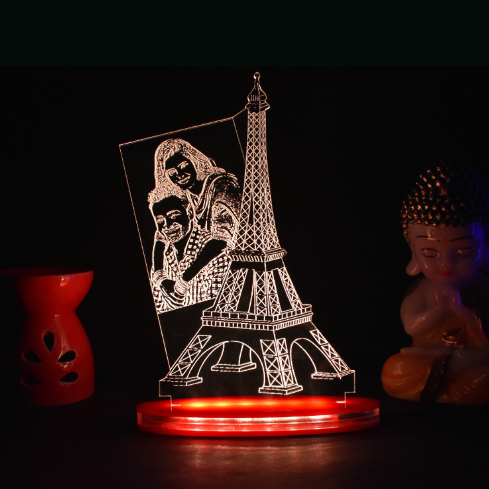Personalized LED Illusion Eiffel Tower Lamp With Custom Photo (16 Color Changing led With Remote)