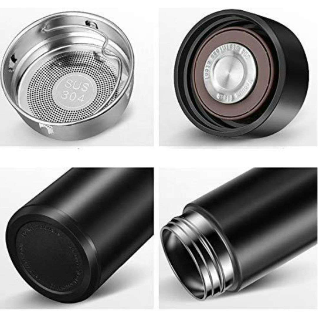 Personalized Black Temperature Bottle with Smart Display
