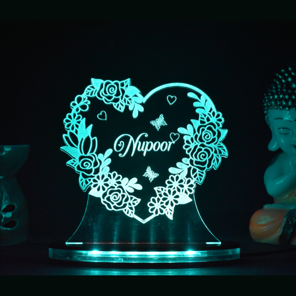 Personalized LED Illusion Friend Gift Heart Lamp With Name (16 Color Changing led With Remote)