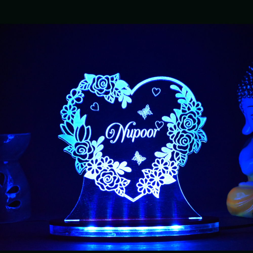 Personalized LED Illusion Friend Gift Heart Lamp With Name (16 Color Changing led With Remote)
