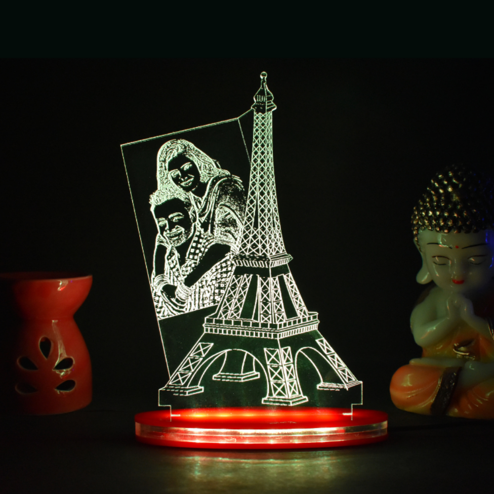 Personalized LED Illusion Eiffel Tower Lamp With Custom Photo (16 Color Changing led With Remote)