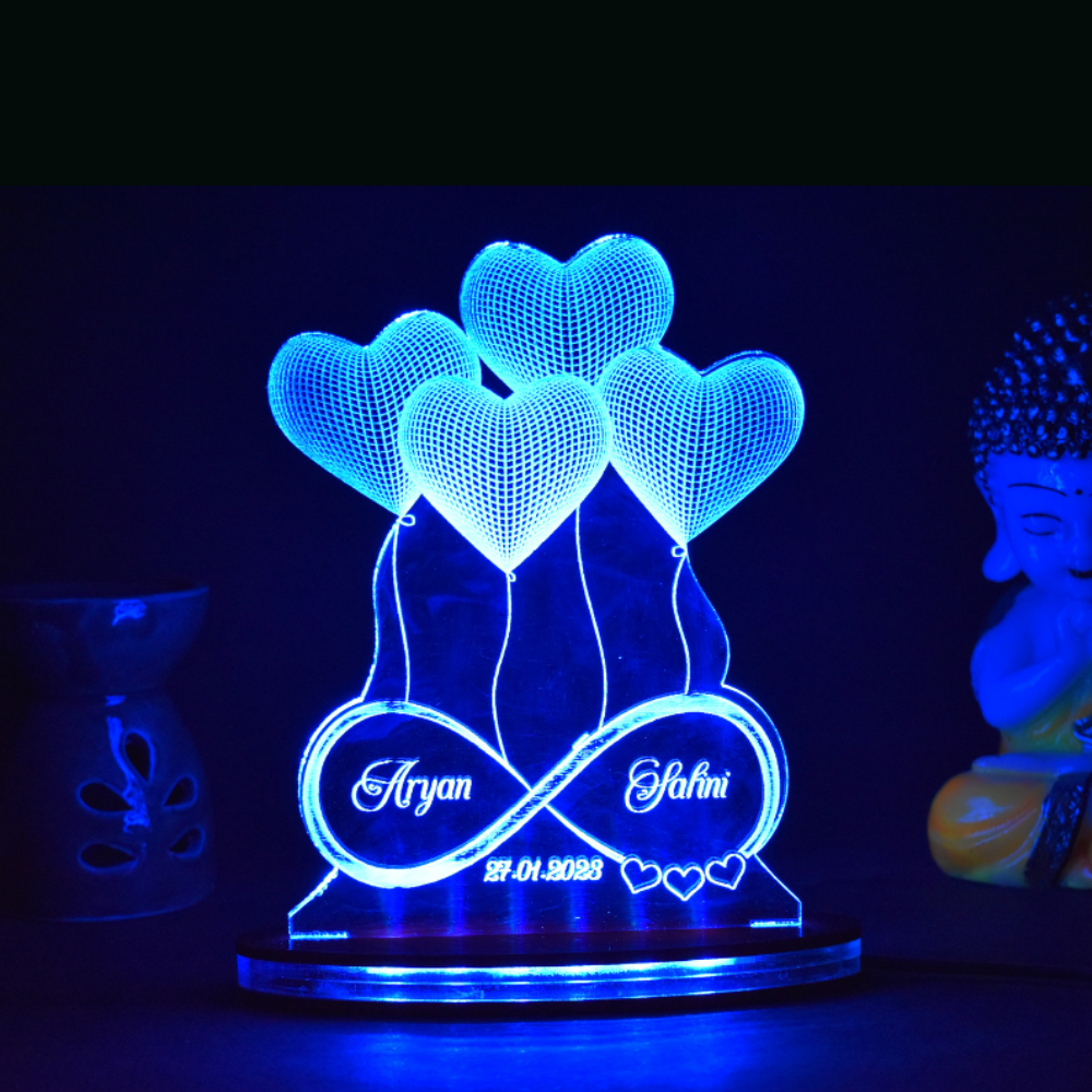Personalized LED Illusion Anniversary Gift Lamp With Name and Date (16 Color Changing led With Remote)