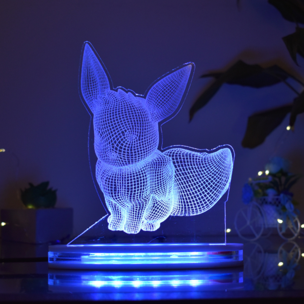 Rabbit Multicolor Acrylic 3D Illusion Lamp with Remote