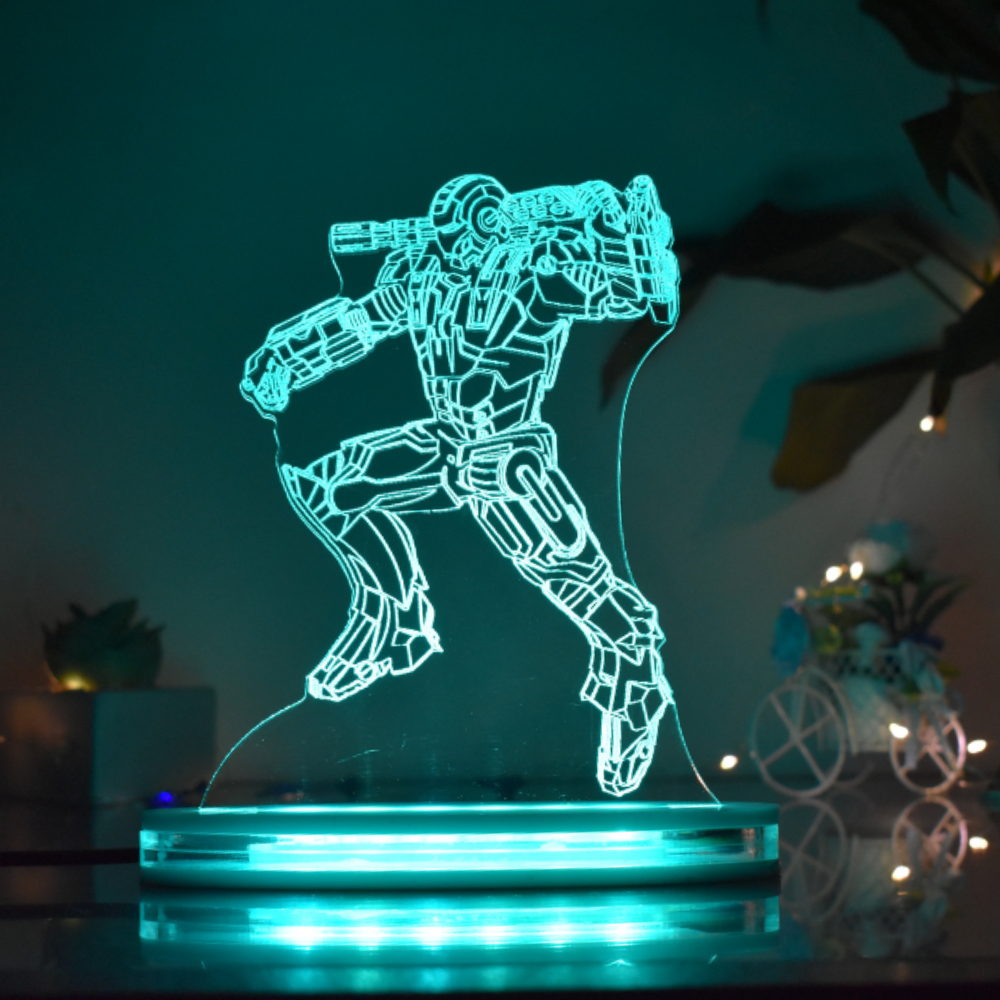 Iron Man Multicolor Acrylic 3D Illusion Lamp with Remote