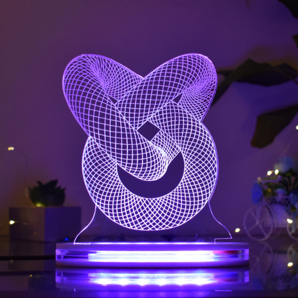 3D Moving Spiral Multicolor Acrylic 3D Illusion Lamp with Remote