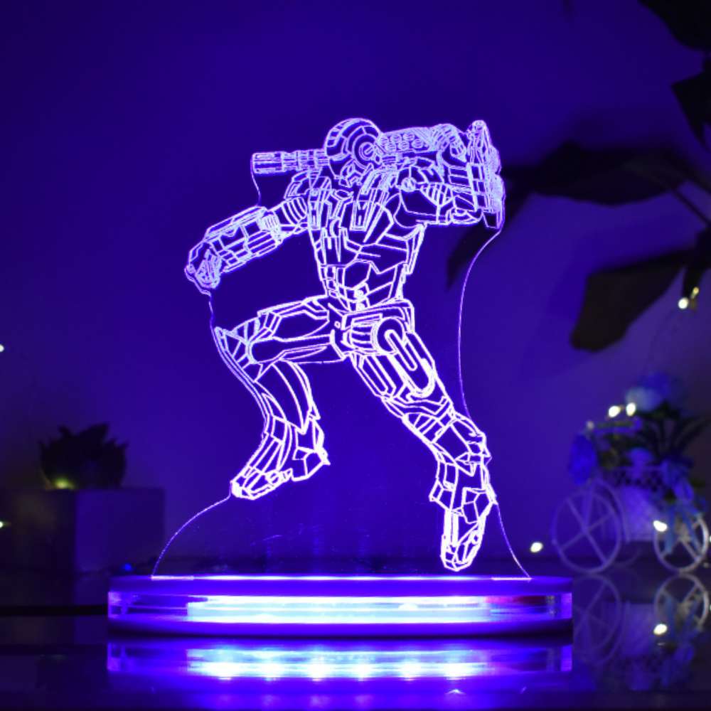 Iron Man Multicolor Acrylic 3D Illusion Lamp with Remote