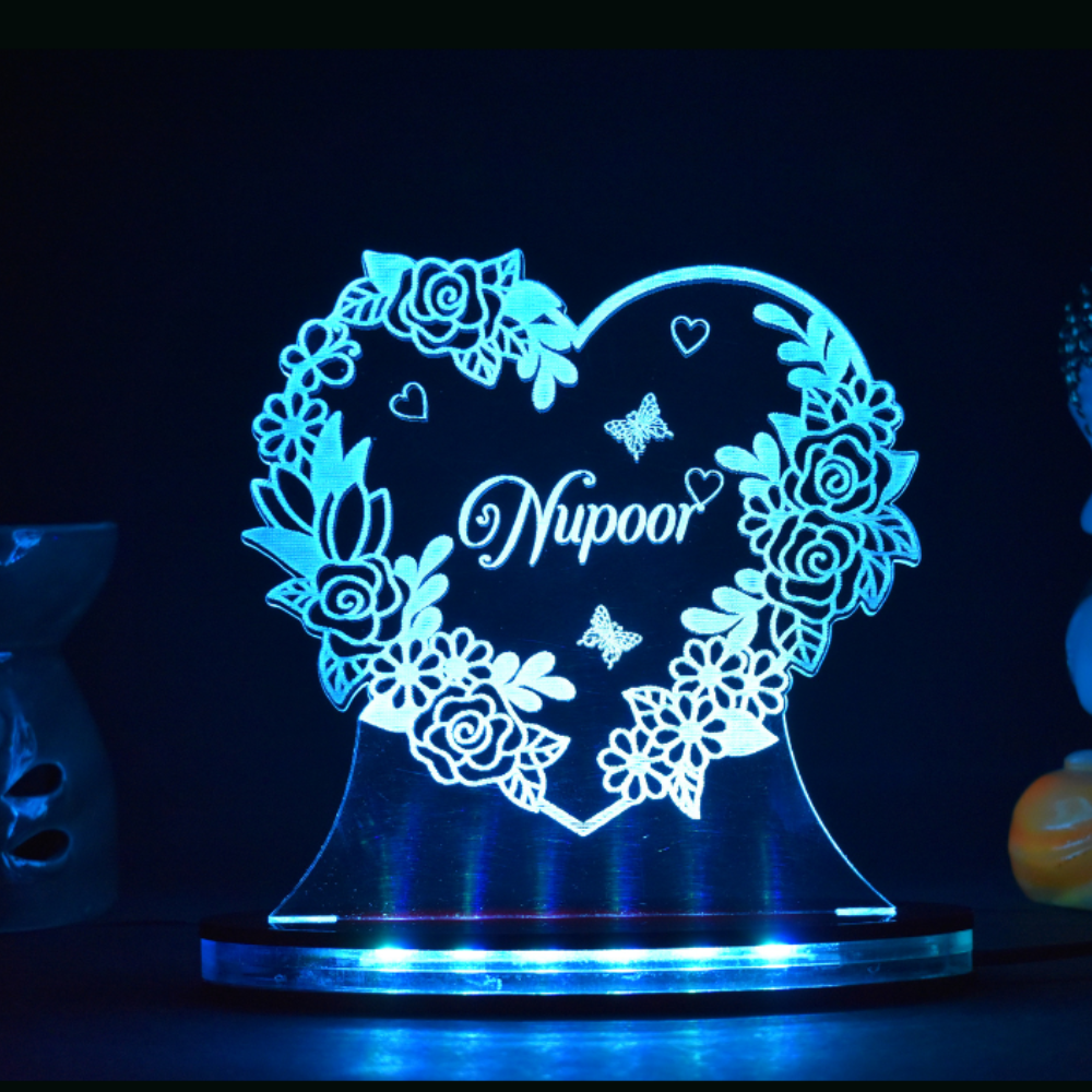 Personalized LED Illusion Friend Gift Heart Lamp With Name (16 Color Changing led With Remote)