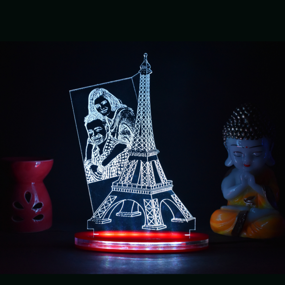 Personalized LED Illusion Eiffel Tower Lamp With Custom Photo (16 Color Changing led With Remote)