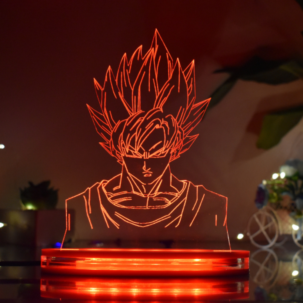 Goku Multicolor Acrylic 3D Illusion Lamp with Remote
