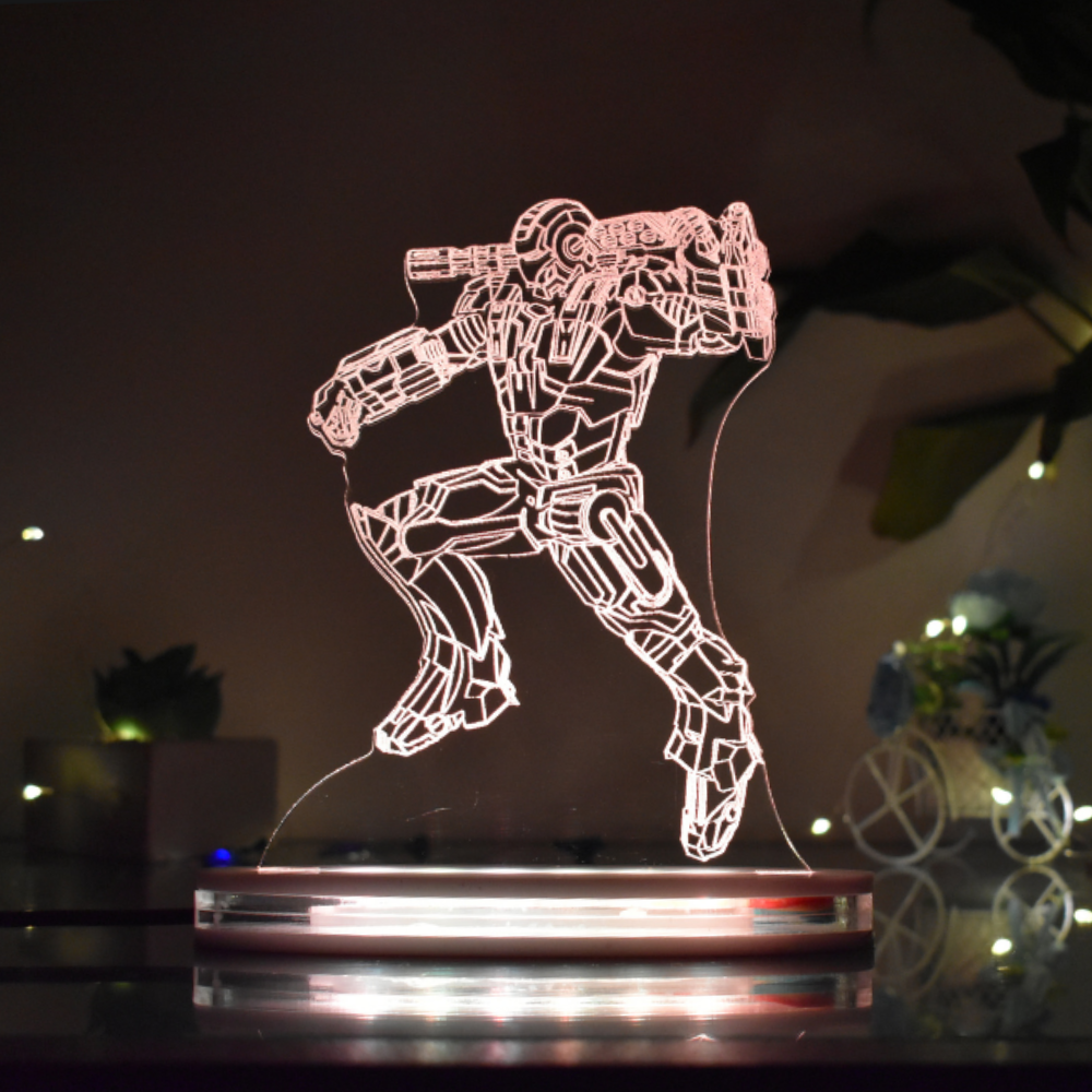 Iron Man Multicolor Acrylic 3D Illusion Lamp with Remote