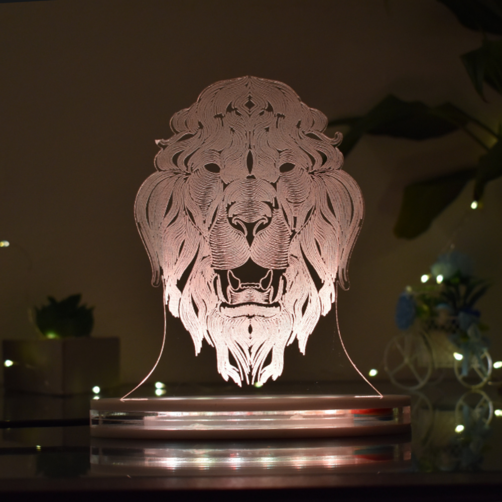 Lion Multicolor Acrylic 3D Illusion Lamp with Remote