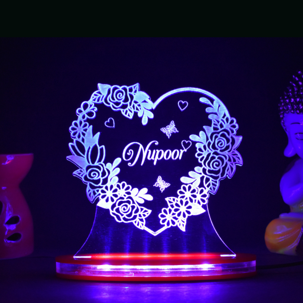 Personalized LED Illusion Friend Gift Heart Lamp With Name (16 Color Changing led With Remote)