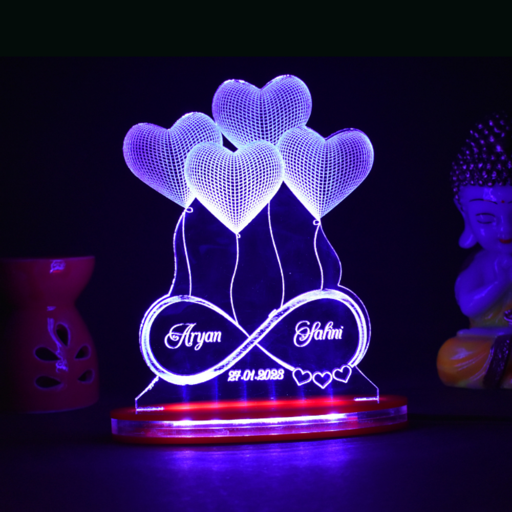 Personalized LED Illusion Anniversary Gift Lamp With Name and Date (16 Color Changing led With Remote)