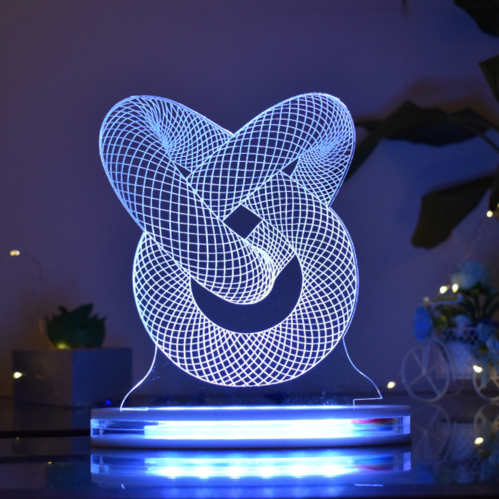 3D Moving Spiral Multicolor Acrylic 3D Illusion Lamp with Remote