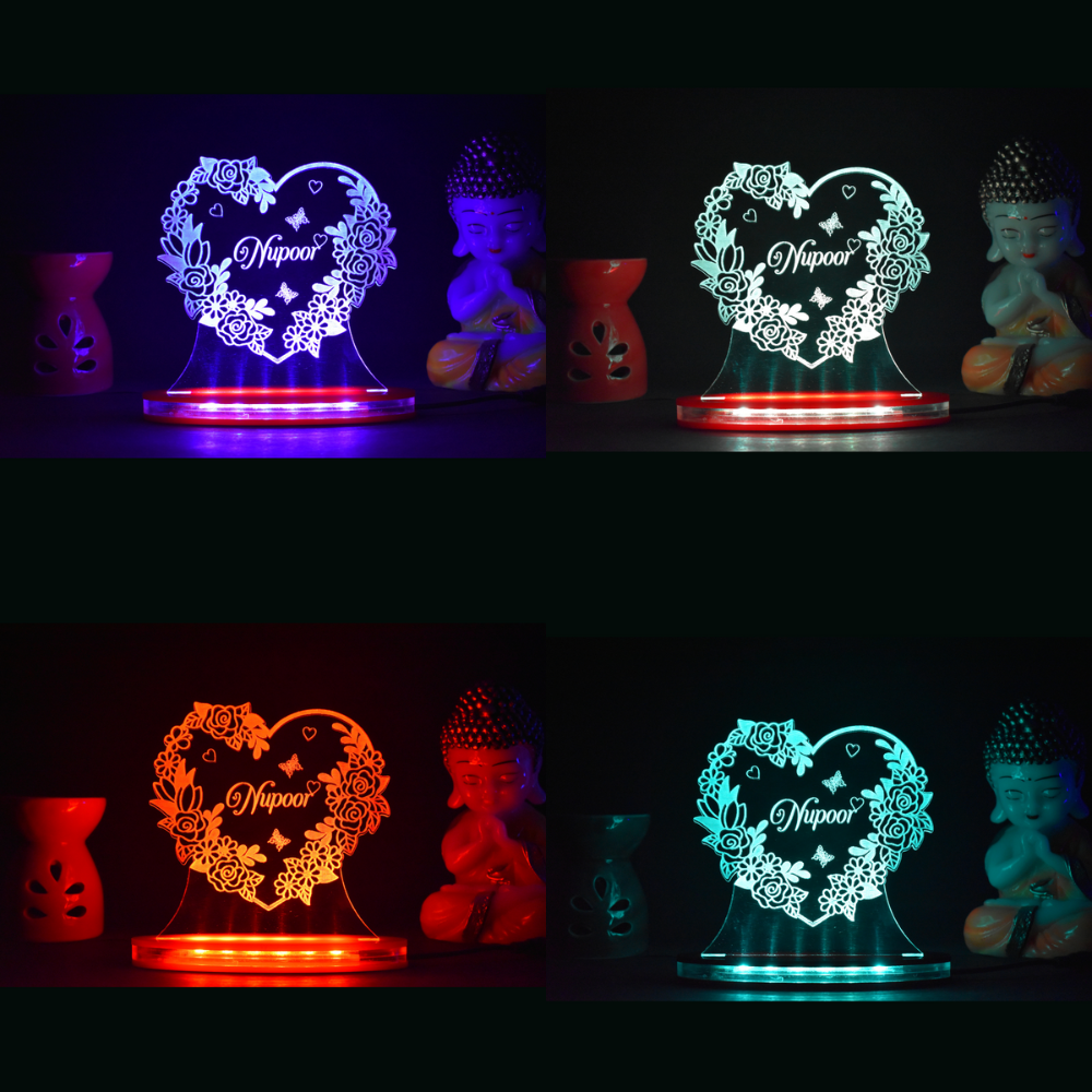 Personalized LED Illusion Friend Gift Heart Lamp With Name (16 Color Changing led With Remote)