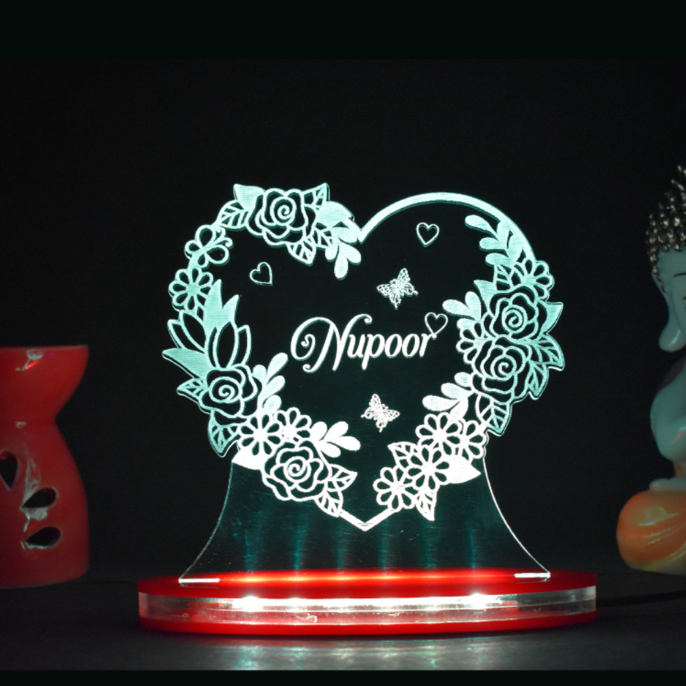 Personalized LED Illusion Friend Gift Heart Lamp With Name (16 Color Changing led With Remote)