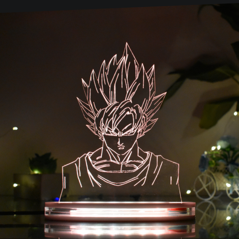 Goku Multicolor Acrylic 3D Illusion Lamp with Remote