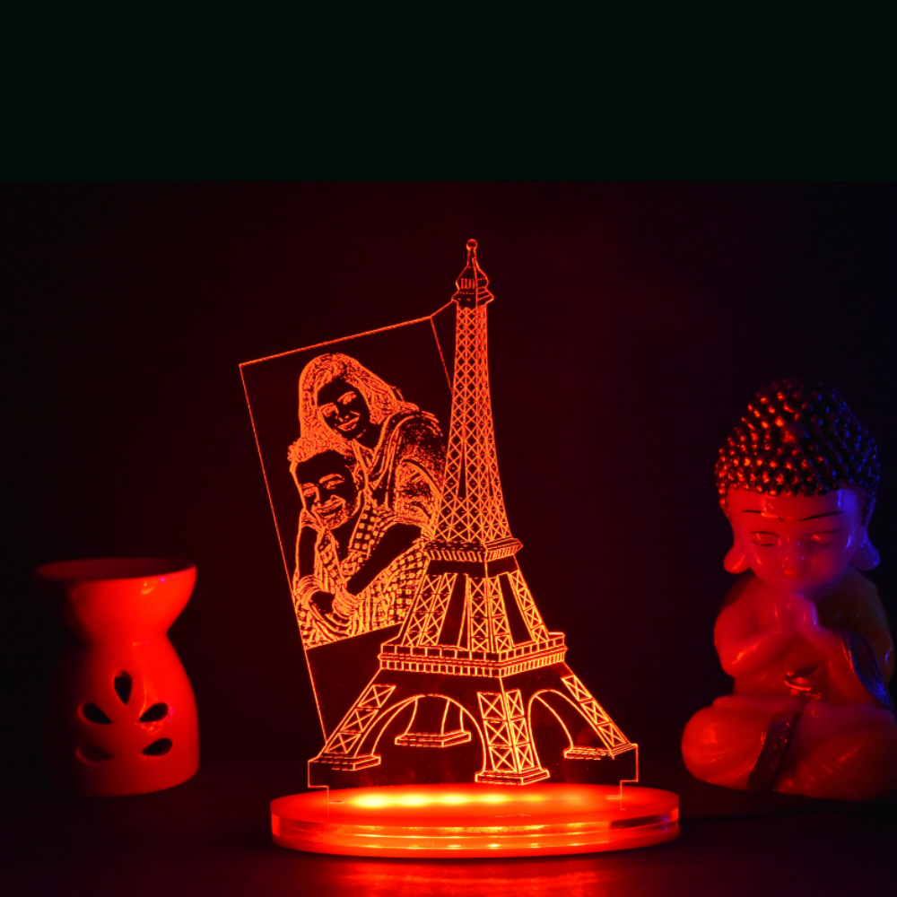 Personalized LED Illusion Eiffel Tower Lamp With Custom Photo (16 Color Changing led With Remote)