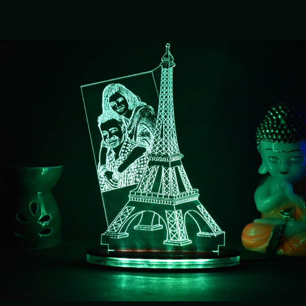Personalized LED Illusion Eiffel Tower Lamp With Custom Photo (16 Color Changing led With Remote)