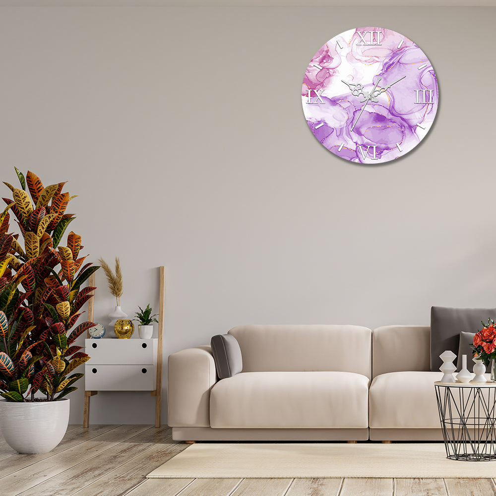 Multicolor Purple and White Acrylic Wall Clock