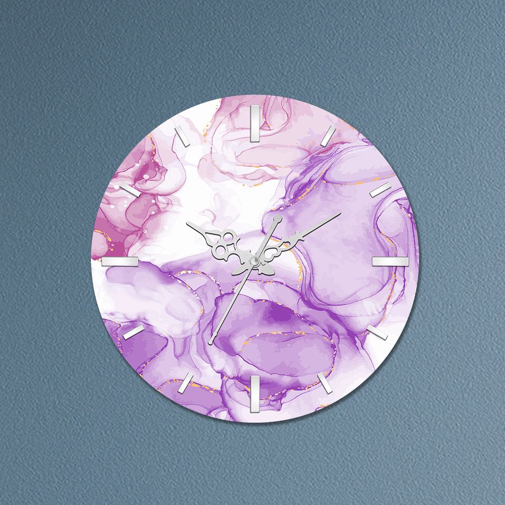Multicolor Purple and White Acrylic Wall Clock