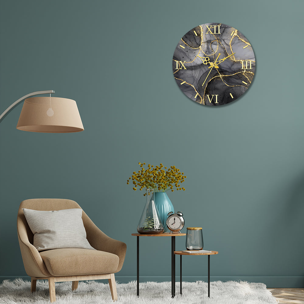 Black with Golden Splash Acrylic Wall Clock