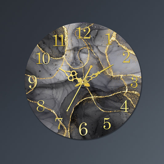 Black with Golden Splash Acrylic Wall Clock