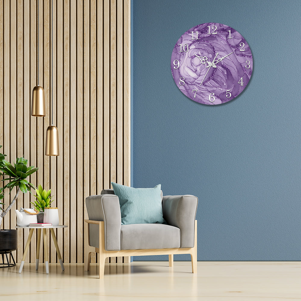 Purple Splash Acrylic Wall Clock