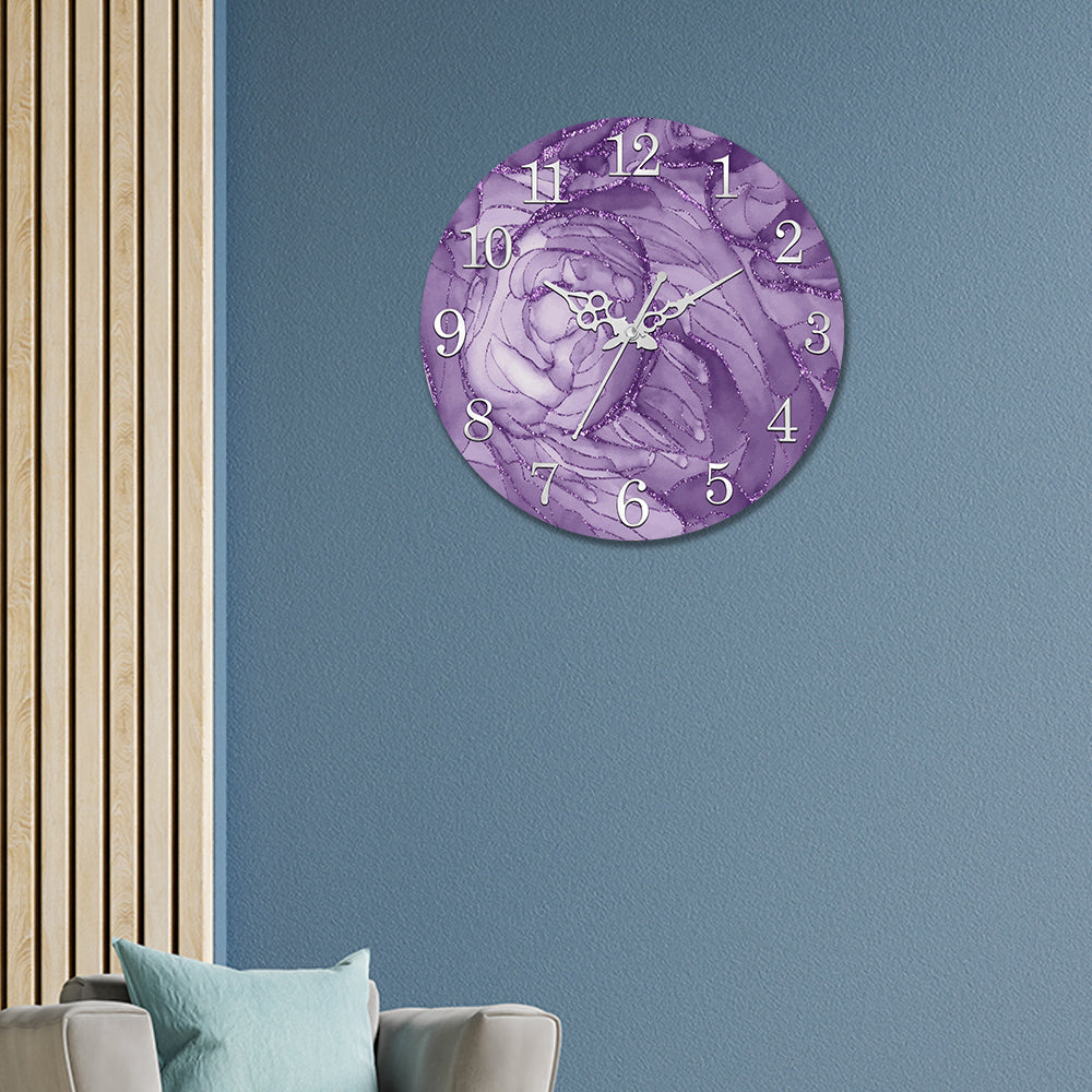 Purple Splash Acrylic Wall Clock