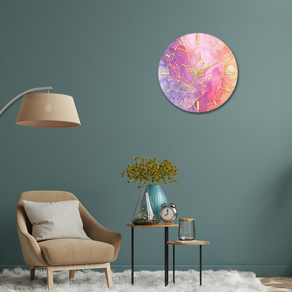 Multicolor with Golden Splash Acrylic Wall Clock