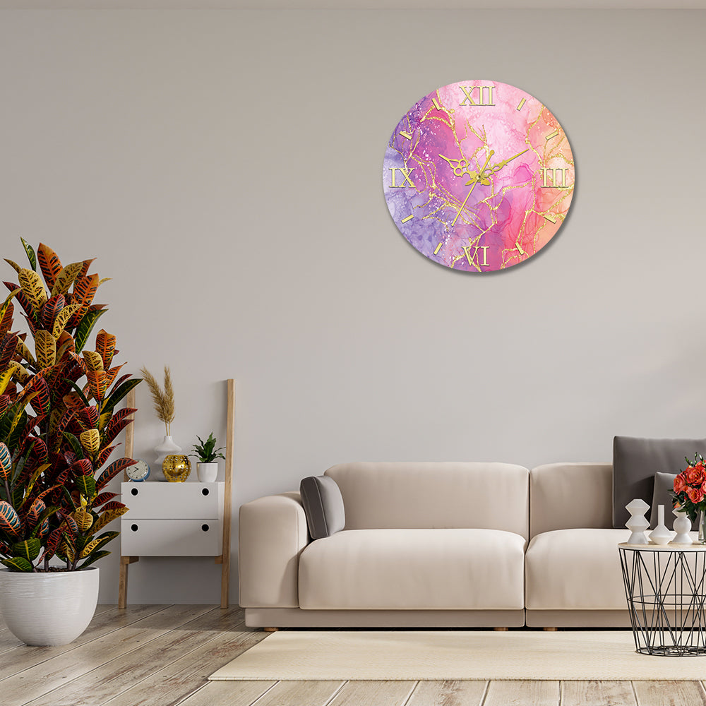 Multicolor with Golden Splash Acrylic Wall Clock