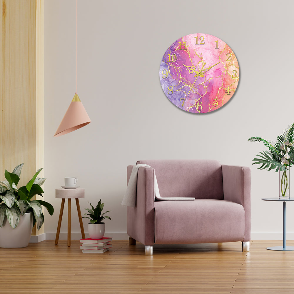 Multicolor with Golden Splash Acrylic Wall Clock