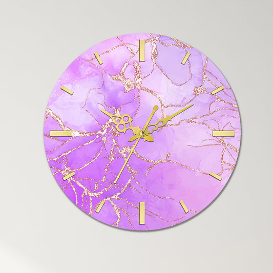 Purple with Golden Splash Acrylic Wall Clock