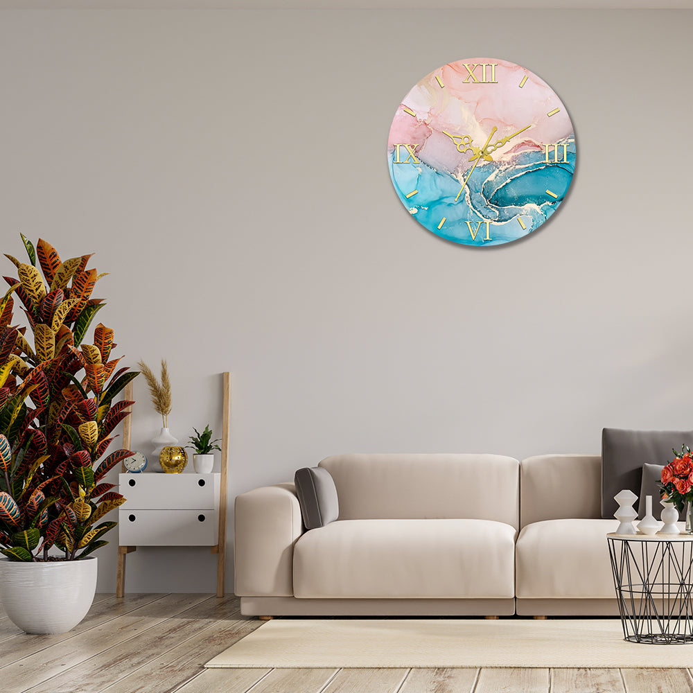 Pink and Blue Acrylic Wall Clock