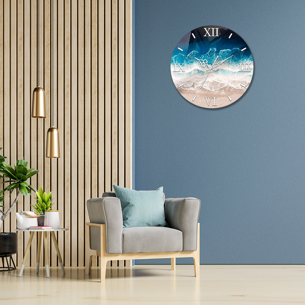Sea Wave Design Acrylic Wall Clock