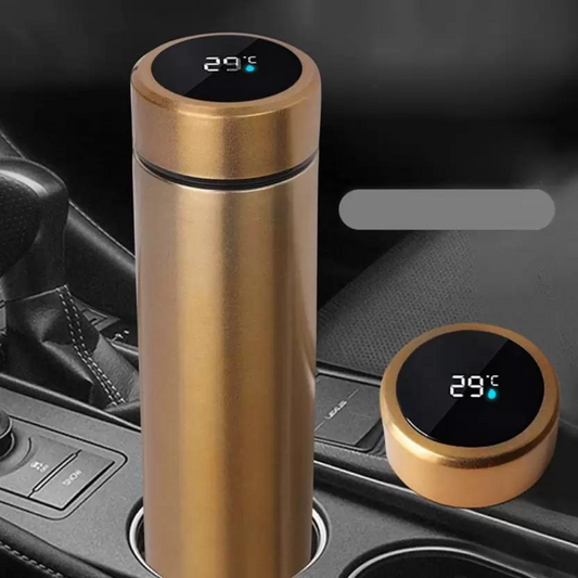 Personalized Golden Temperature Bottle with Smart Display